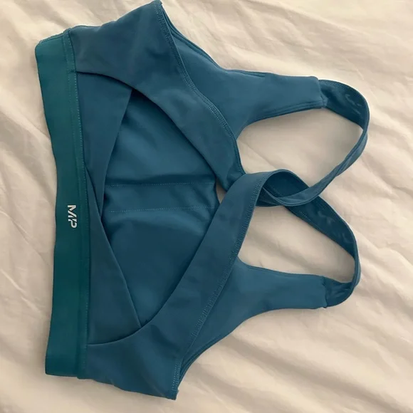 MyProtein workout outfit, leggings, sport bra, long sleeve, shorts. Blue, size M - Picture 5 of 9